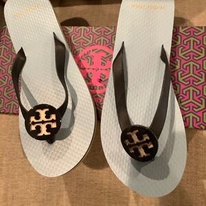 Tory Burch blue flip flops size 5